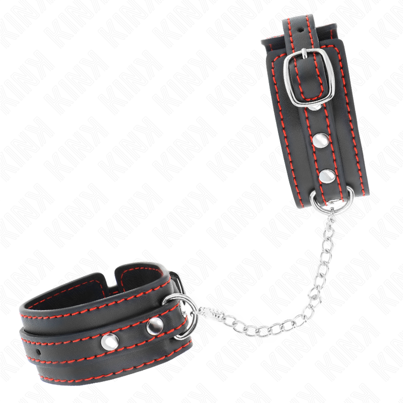 KINK - SMALL WRIST RESTRAINTS BLACK WITH RED LINING ADJUSTABLE 14-24 CM X 3.5 CM - slika 3