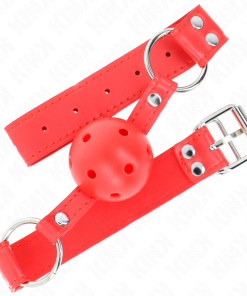 KINK - COMPLETE RED HOLLOW HARD BALL GAG 62 x 2 CM - slika 2