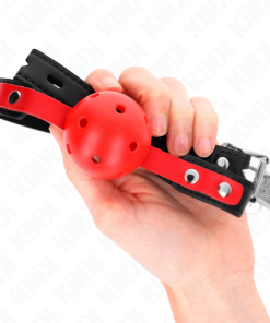KINK - RED HOLLOW HARD BALL 4 CM GAG BLACK STRAP 60 x 2 CM ADJUSTABLE 37-52 CM - slika 3