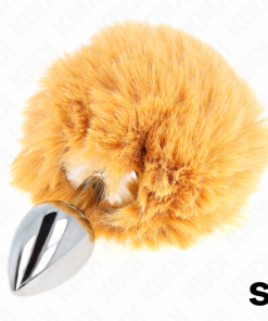KINK - STAINLESS STEEL PLUG 7 x 3 CM WITH BEIGE FAUX FUR RABBIT TAIL 8 CM - slika 3