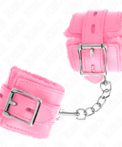 KINK - FUR LINED WRIST RESTRAINTS WITH SQUARE HOLES PINK AND PINK BELT ADJUSTABLE 17-29 CM X 6 CM - slika 3