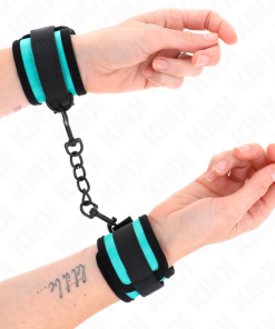 KINK - HOOK AND LOOP NYLON BIND WRIST RESTRAINTS BLACK-BLUE ADJUSTABLE 18-32 CM X 5 CM