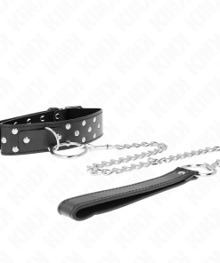 KINK - RING RIVET STRAP NECKLACE WITH BELT 65 CM BLACK ADJUSTABLE 36-50 CM X 3.8 CM - slika 3