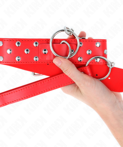 KINK - RING RIVET STRAP NECKLACE WITH BELT 65 CM RED ADJUSTABLE 36-50 CM X 3.8 CM - slika 3