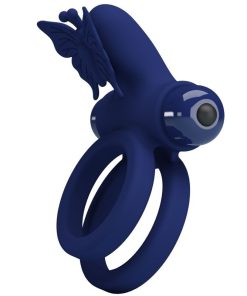 Alternative view of PRETTY LOVE - JAMELE DOUBLE RING WITH VIBRATION  BUTTERFLY STIMULATOR BLUE