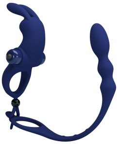 PRETTY LOVE - AYAD RABBIT VIBRATOR RING WITH PLUG BLUE