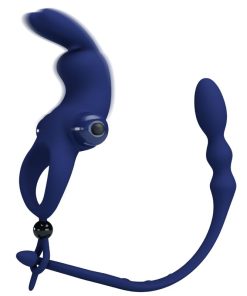 PRETTY LOVE - AYAD RABBIT VIBRATOR RING WITH PLUG BLUE - slika 3