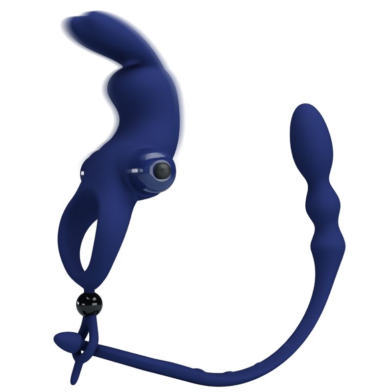 PRETTY LOVE - AYAD RABBIT VIBRATOR RING WITH PLUG BLUE - slika 3