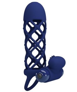 PRETTY LOVE - GIANN VIBRATOR RING WITH SILICONE SHEATH BLUE - slika 3
