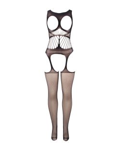 SUBBLIME - 951900 FISHNET CROTCHLESS BODYSTOCKING WITH CUP AND OPEN SHOULDERS BLACK ONE SIZE - slika 3