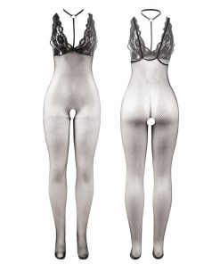 SUBBLIME - 951993 BLACK TRANSPARENT FISHNET CROTCHLESS BODYSTOCKING ONE SIZE - slika 3