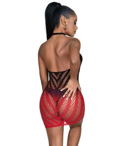 Alternative view of SUBBLIME - 952242 RED AND BLACK DEGRADED ELASTIC FISHNET DRESS ONE SIZE