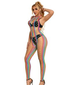 SUBBLIME - 952358 RAINBOW HALTER NECK FISHNET DRESS ONE SIZE - slika 3