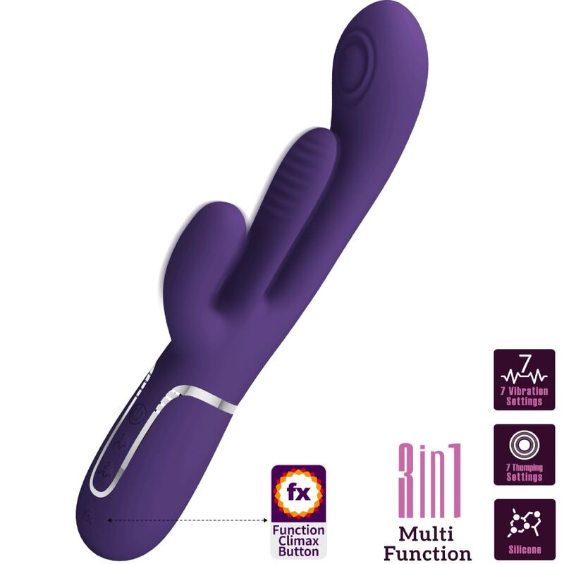 PRETTY LOVE - SHANIA TRIPLE RABBIT VIBRATOR MULTIFUNCTION PURPLE - slika 2