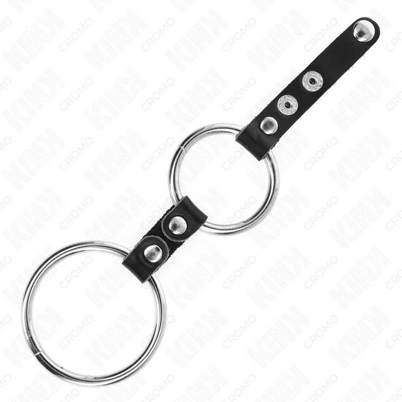 KINK - DOUBLE PENIS RING 3.8 CM TO 5 CM CONNECTED BY LEATHER - slika 3