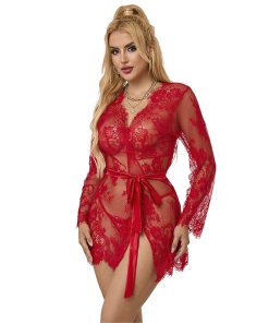 SUBBLIME - 953775 LACE NIGHTGOWN + THONG RED S/M