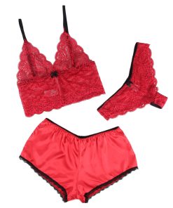 SUBBLIME - 953898 SILK AND LACE NIGHTGOWN + PANTIES RED S/M - slika 3