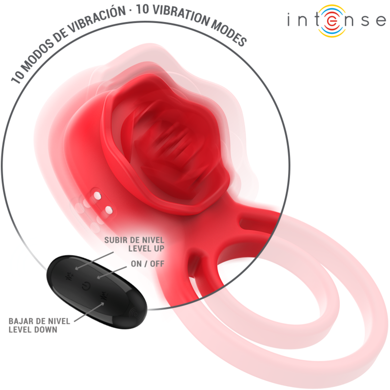 INTENSE - GAIL STIMULATOR ROSE 10 VIBRATIONS RED REMOTE CONTROL - slika 2