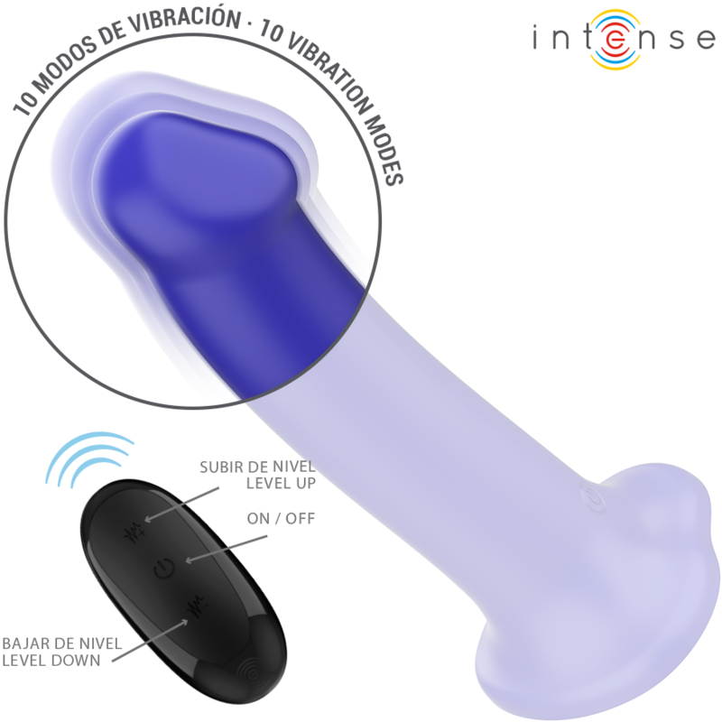 INTENSE - VICTORIA VIBRATOR WITH SUCTION CUP 10 VIBRATIONS DARK BLUE REMOTE CONTROL - slika 3