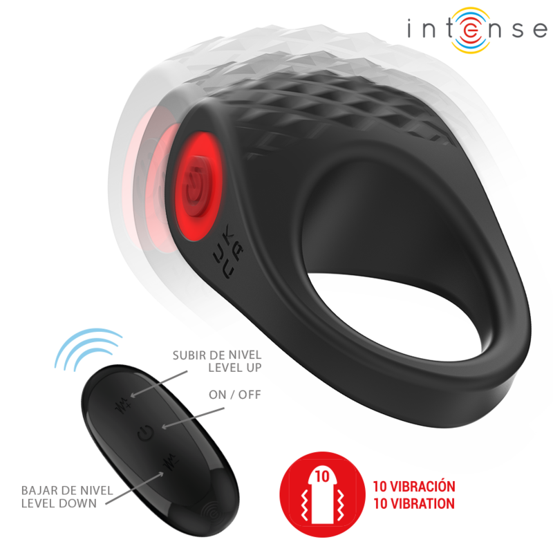 INTENSE - CLOVER VIBRATOR PENIS RING 10 VIBRATIONS BLACK - slika 3