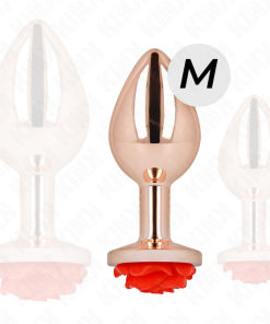 KINK - PINK GOLD ANAL PLUG WITH RED ROSE M - slika 3