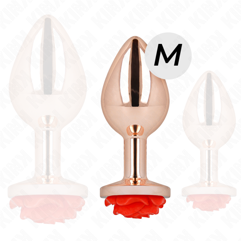 KINK - PINK GOLD ANAL PLUG WITH RED ROSE M - slika 3