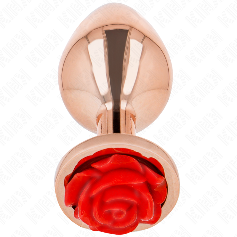 KINK - PINK GOLD ANAL PLUG WITH RED ROSE M - slika 2