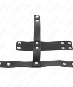 KINK - LEATHER PENIS CAGE RING WITH ADJUSTABLE BALL DIVIDER - slika 3