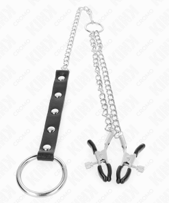 KINK - METAL PENIS RING WITH CHAIN AND ADJUSTABLE NIPPLE CLAMPS - slika 3