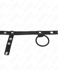 KINK - SILICONE PENIS RING 3.8 CM WITH BALL DIVIDER AND LEATHER STRAP 22 X 1.5 CM - slika 3