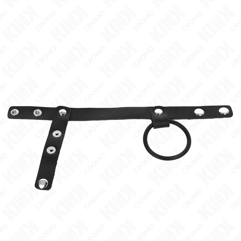 KINK - SILICONE PENIS RING 3.8 CM WITH BALL DIVIDER AND LEATHER STRAP 22 X 1.5 CM - slika 3