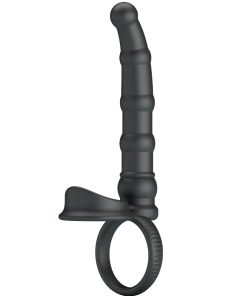 PRETTY LOVE - TATUM VIBRATING PENIS RING WITH PLUG 10 VIBRATIONS BLACK