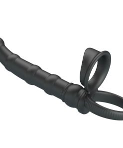 Alternative view of PRETTY LOVE - TATUM VIBRATING PENIS RING WITH PLUG 10 VIBRATIONS BLACK
