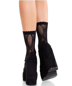 Alternative view of LEG AVENUE - BLACK LACE BOW LACE SOCKS