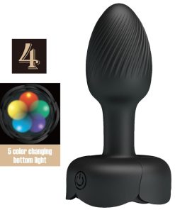 PRETTY LOVE - OLMAN ANAL PLUG WITH  LED LIGHT BLACK 8.8 CM