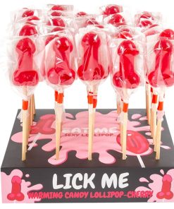 SECRETPLAY - CHERRY CANDY PENIS LOLLIPOP DISPLAY WITH SPICY HEAT EFFECT (40 UNITS)