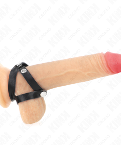 KINK - LEATHER PENIS RING WITH PRESSURE CLOSURE 39 X 1 CM - slika 3