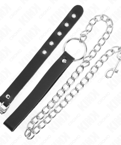 KINK - LEATHER PENIS RING WITH STRAP 21.5 X 2 CM AND METAL CHAIN 60 CM - slika 3