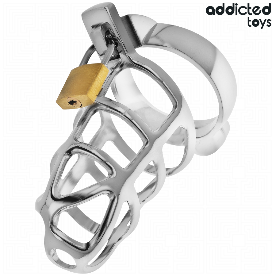 ADDICTED TOYS LOCKED - SILVER LOCK PENIS CAGE METAL SIZE M - slika 2