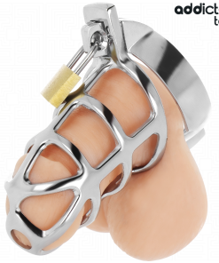 ADDICTED TOYS LOCKED - SILVER LOCK PENIS CAGE METAL SIZE M - slika 3