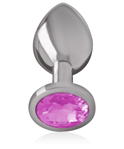 Alternative view of INTENSE - ALUMINUM METAL ANAL PLUG WITH PINK CRYSTAL SIZE M