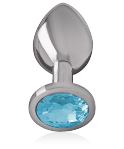 Alternative view of INTENSE - ALUMINUM METAL ANAL PLUG WITH BLUE CRYSTAL SIZE L