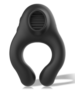 BLACK&SILVER - SILICONE VIBRATOR RING 3 MOTORS RECHARGEABLE BLACK