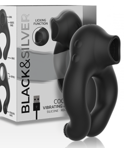 BLACK&SILVER - SILICONE VIBRATOR RING 3 MOTORS RECHARGEABLE BLACK - slika 2