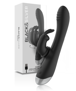 BLACK&SILVER - DJ. ADAM RECHARGEABLE SILICONE RABBIT STIMULATOR BLACK