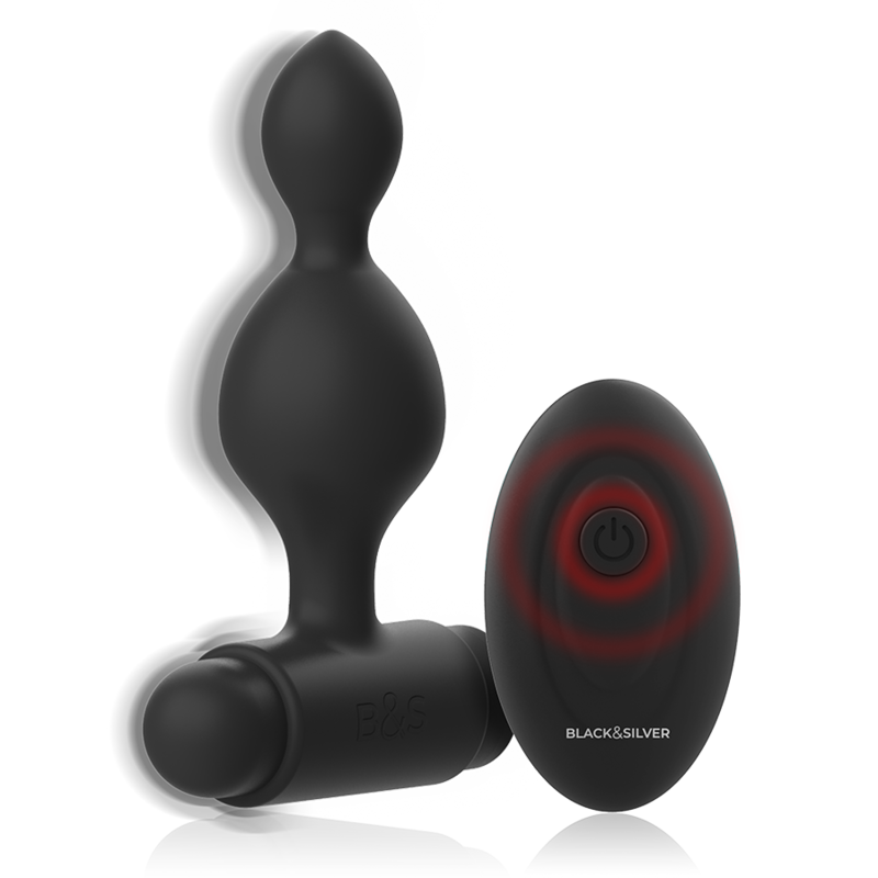 BLACK&SILVER - TUCKER SMALL SILICONE ANAL PLUG REMOTE CONTROL - slika 3