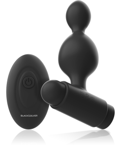 BLACK&SILVER - TUCKER SMALL SILICONE ANAL PLUG REMOTE CONTROL - slika 2