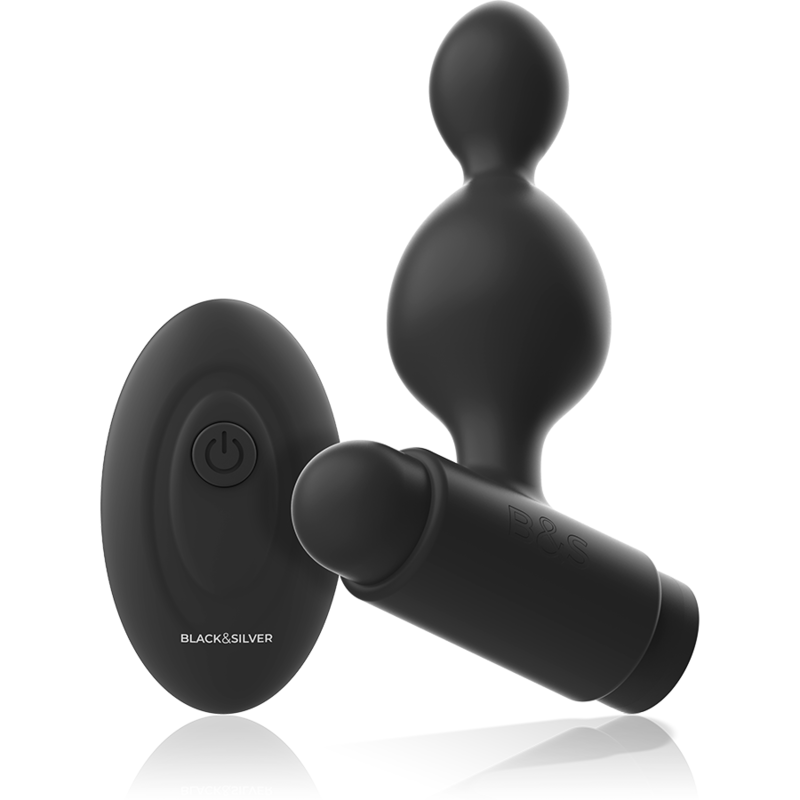 BLACK&SILVER - TUCKER SMALL SILICONE ANAL PLUG REMOTE CONTROL - slika 2