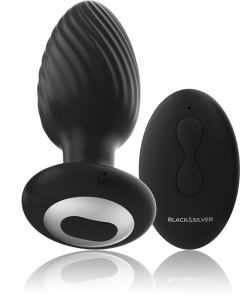 Alternative view of BLACK&SILVER - WELLS PLUG SILICONE ANAL ROTATOR REMOTE CONTROL