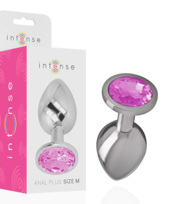 INTENSE - ALUMINUM METAL ANAL PLUG WITH PINK CRYSTAL SIZE M